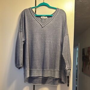 Women's Blue V-Neck Sweater